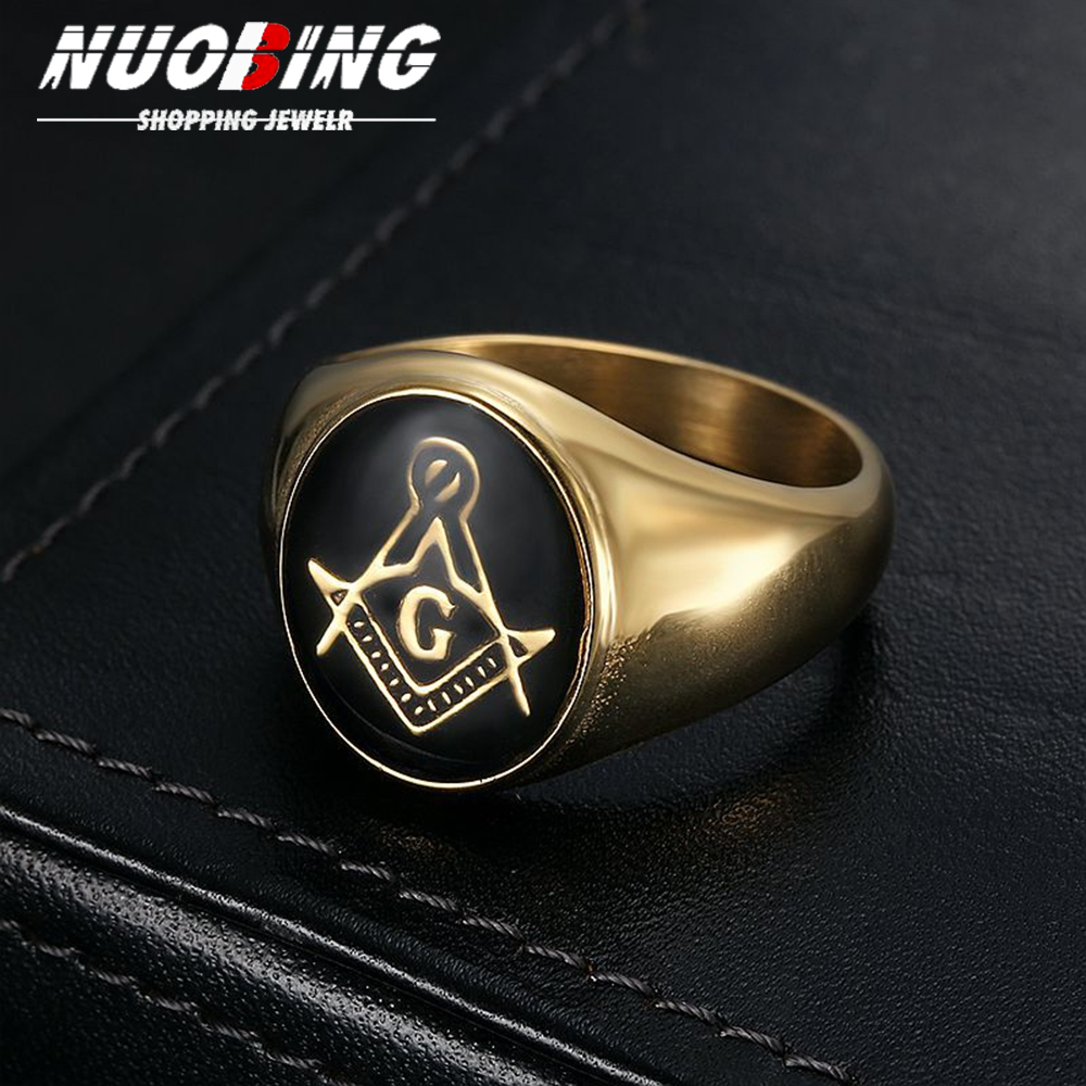 Initial Ring Custom - Cincin Freemason Bulat Pria Vintage Baja