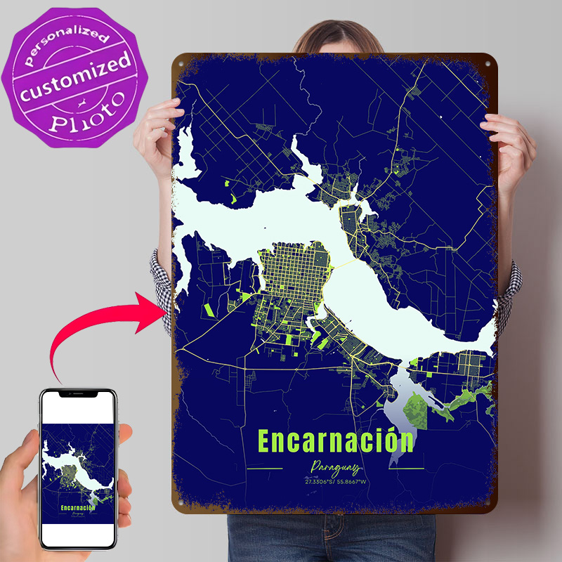 Custom Map Poster - Dekorasi Encarnación, Perlengkapan Dekorasi Rumah, Poster