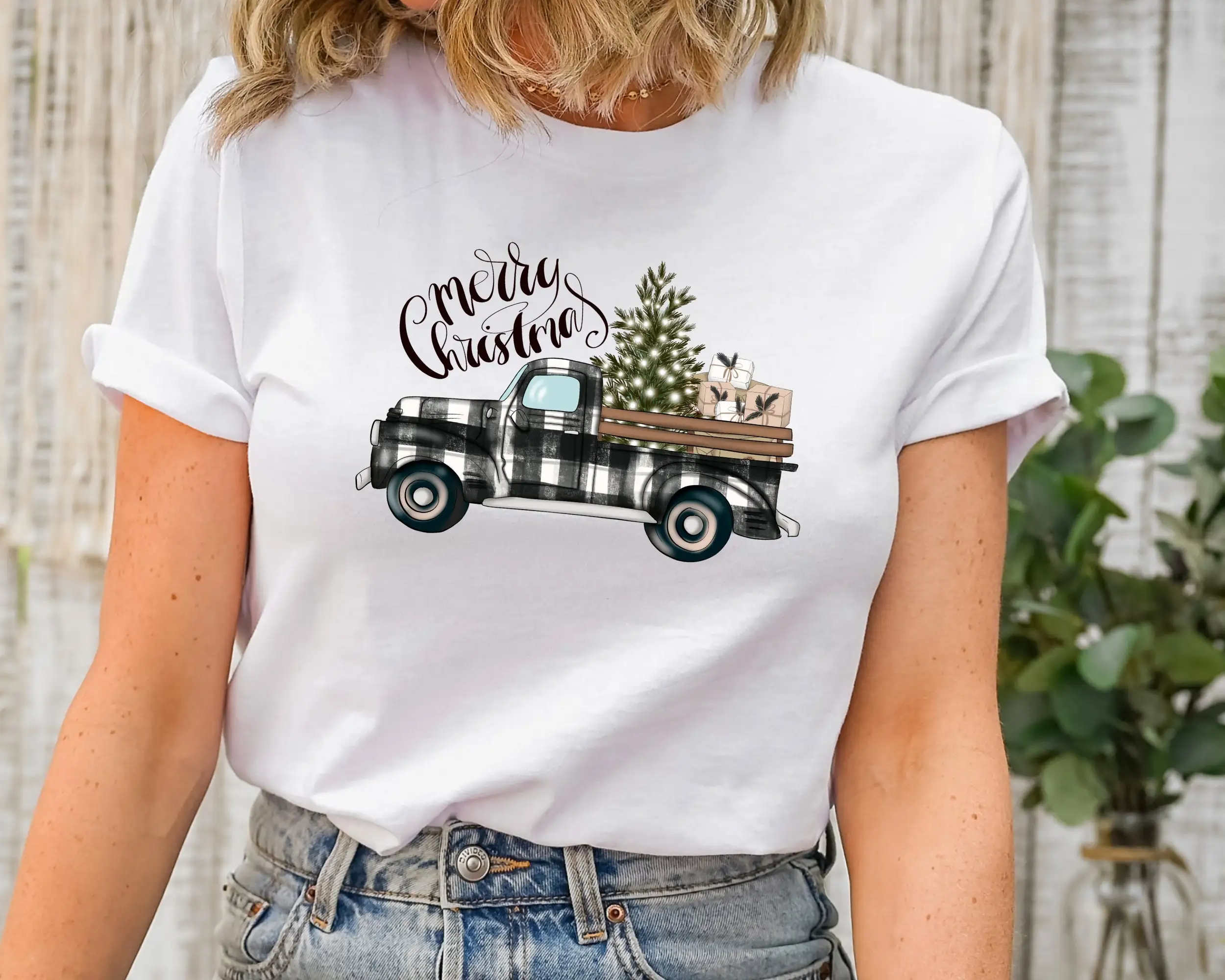 Family Tree Print - Kaos Truk Pohon Natal Segar dari