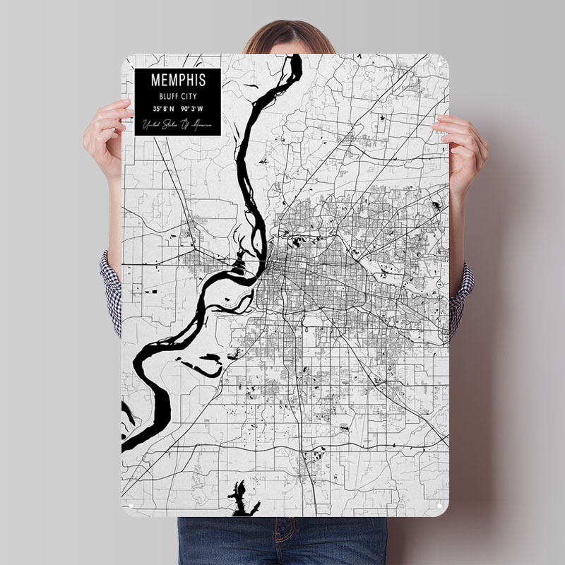 Custom Map Poster - Memphis TN USA Tinplate Tanda Peta