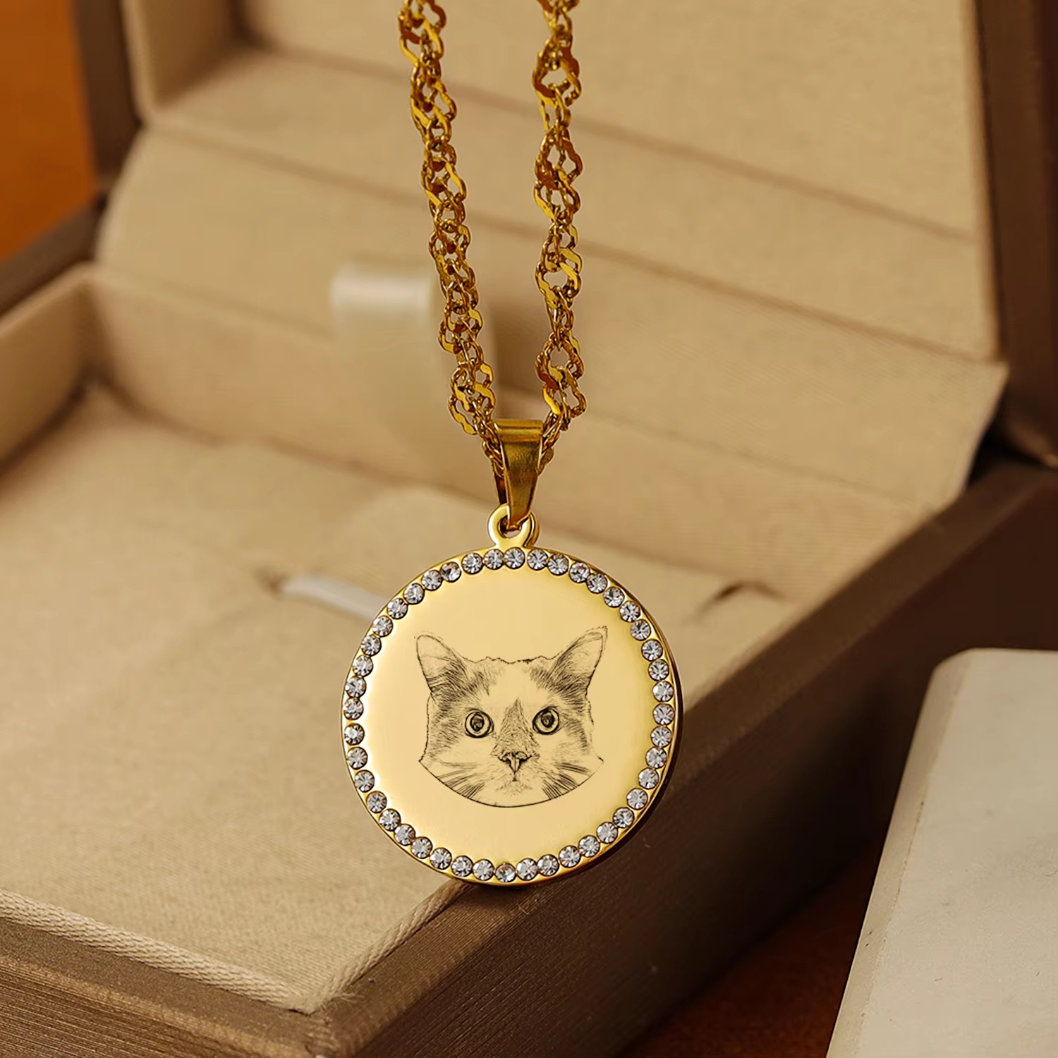 Pet Portrait Custom - Kalung Cakram Pola Foto Ukiran Kustom,