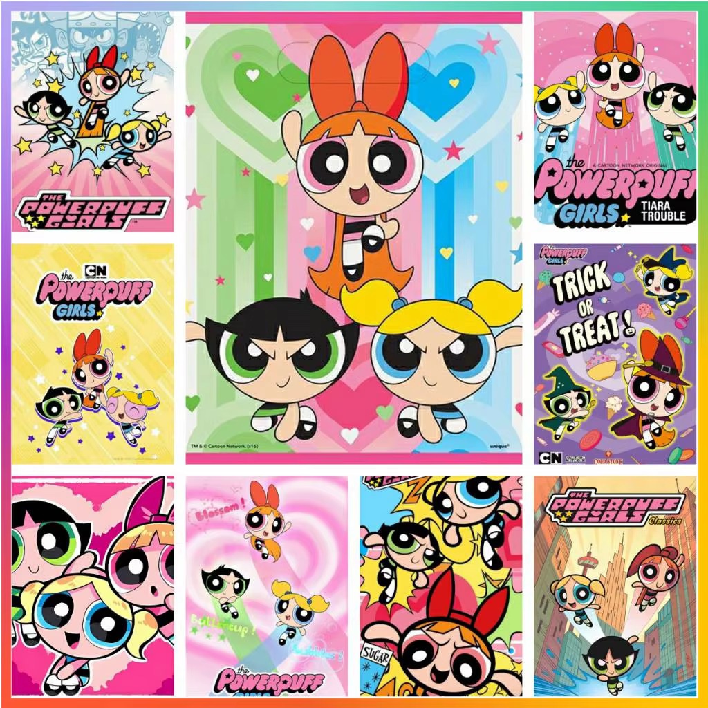 Photo Mosaic Print - Lukisan Berlian Kartun The-P-Powerpuffs-G-Girls Anime Lucu