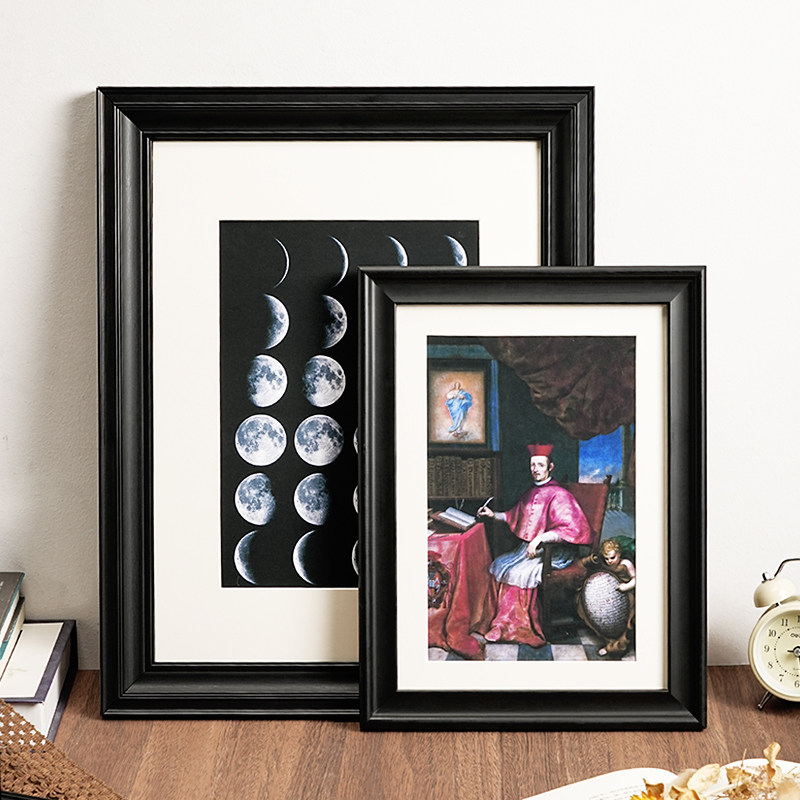 Engraved Wood Frame - Bingkai Foto Kayu Solid Hitam Vintage