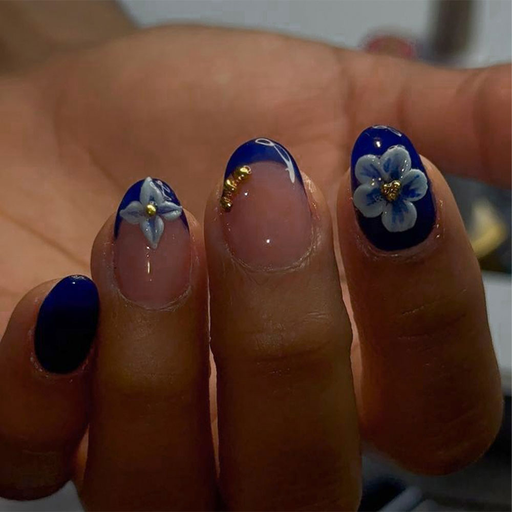 Pressed Flower Art - 24pcs Stiker Kuku Gel 3D Oval