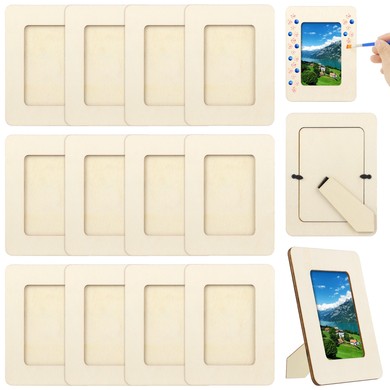 Engraved Wood Frame - 12 Buah/Set Bingkai Foto Kayu Belum