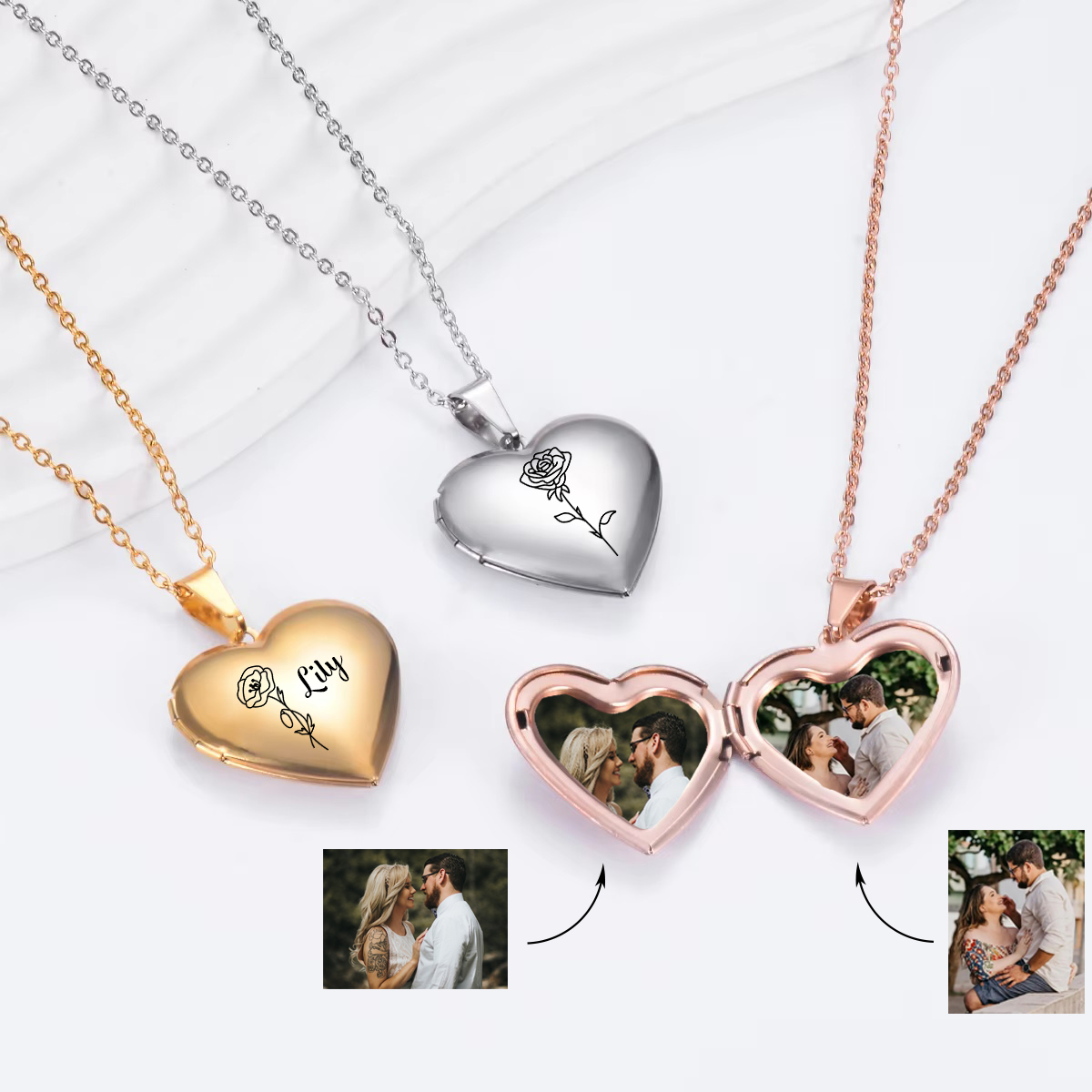 Birth Flower Necklace - Kalung liontin bunga lahir hati kustom