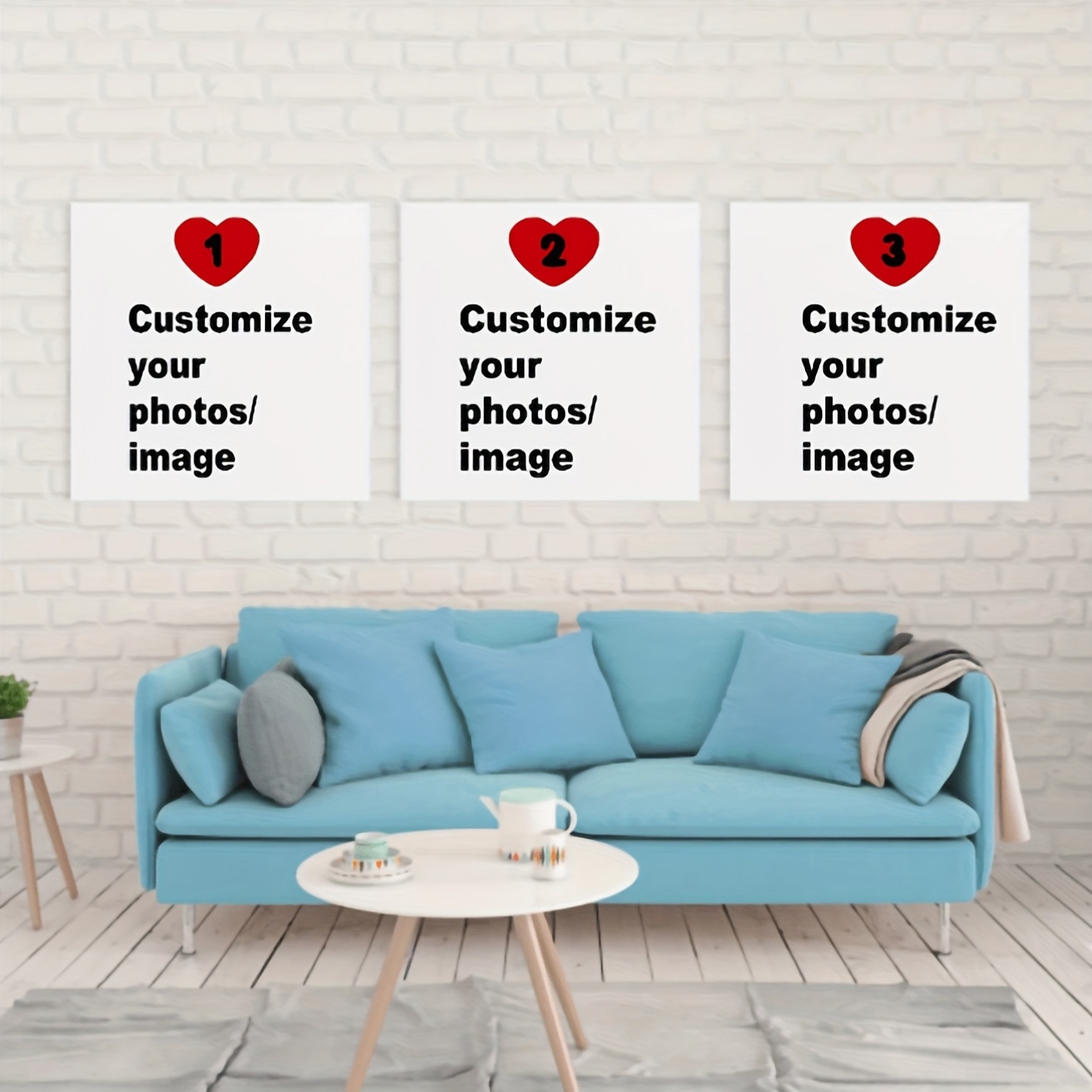 Pet Portrait Custom - 3pcs/set Poster Kanvas Persegi Kustom, Cetakan