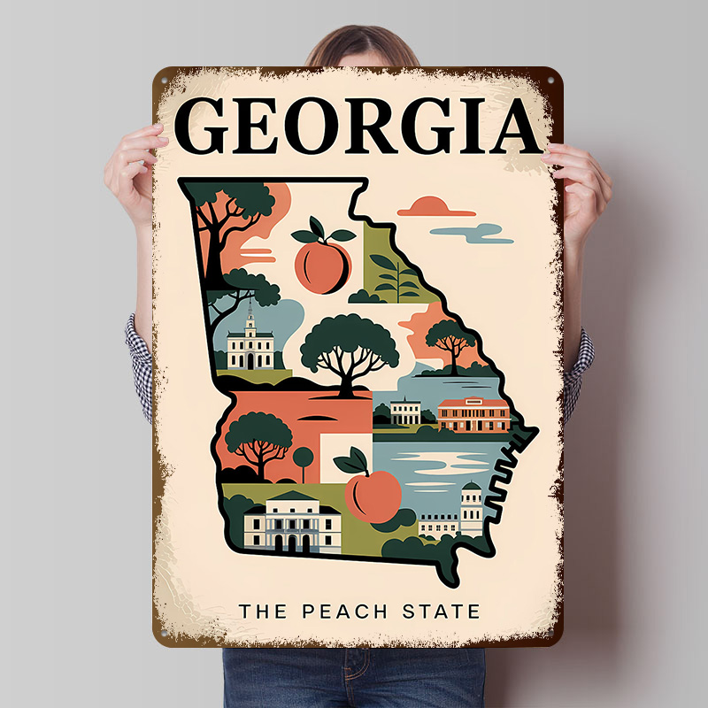 Custom Map Poster - Georgia: Peta Bergambar The Peach State,