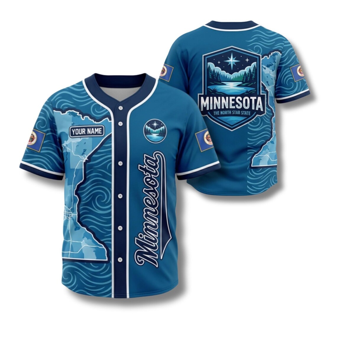 Custom Star Map - Kaos Jersey Bisbol Minnesota Kustom dengan