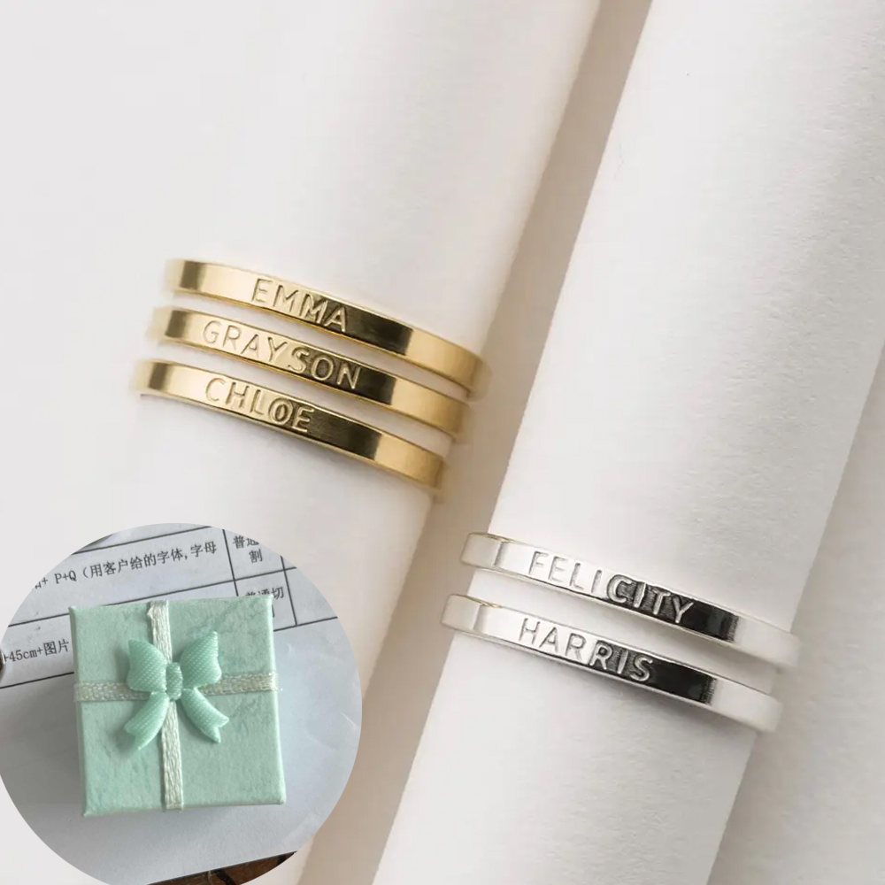 Personalized Name Box - COOLTIME Cincin Nama Kustom Dipersonalisasi Baja