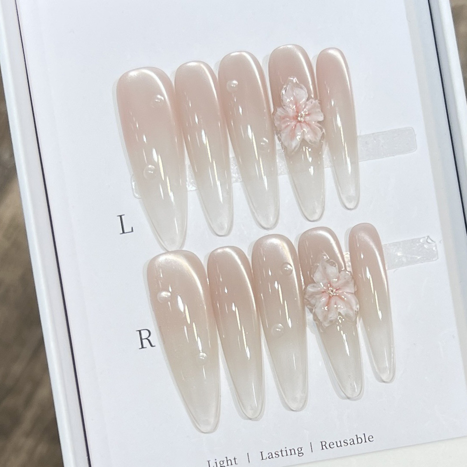 10 Buah Ujung Kuku Palsu Almon - Pressed Flower Art ulasan dan harga