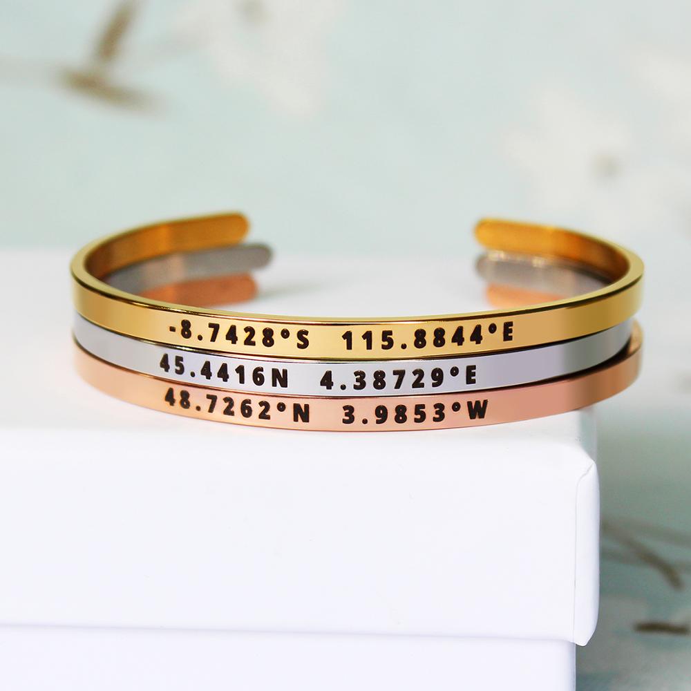 Gelang Koordinat Kustom Lebar  - Coordinates Bracelet ulasan dan harga