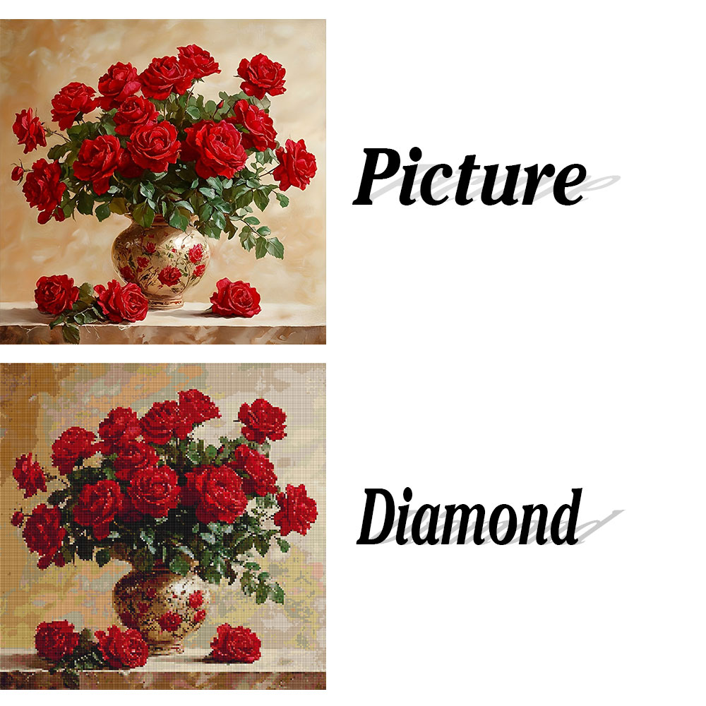 Lukisan Berlian Mawar Full Squ - Photo Mosaic Print ulasan dan harga