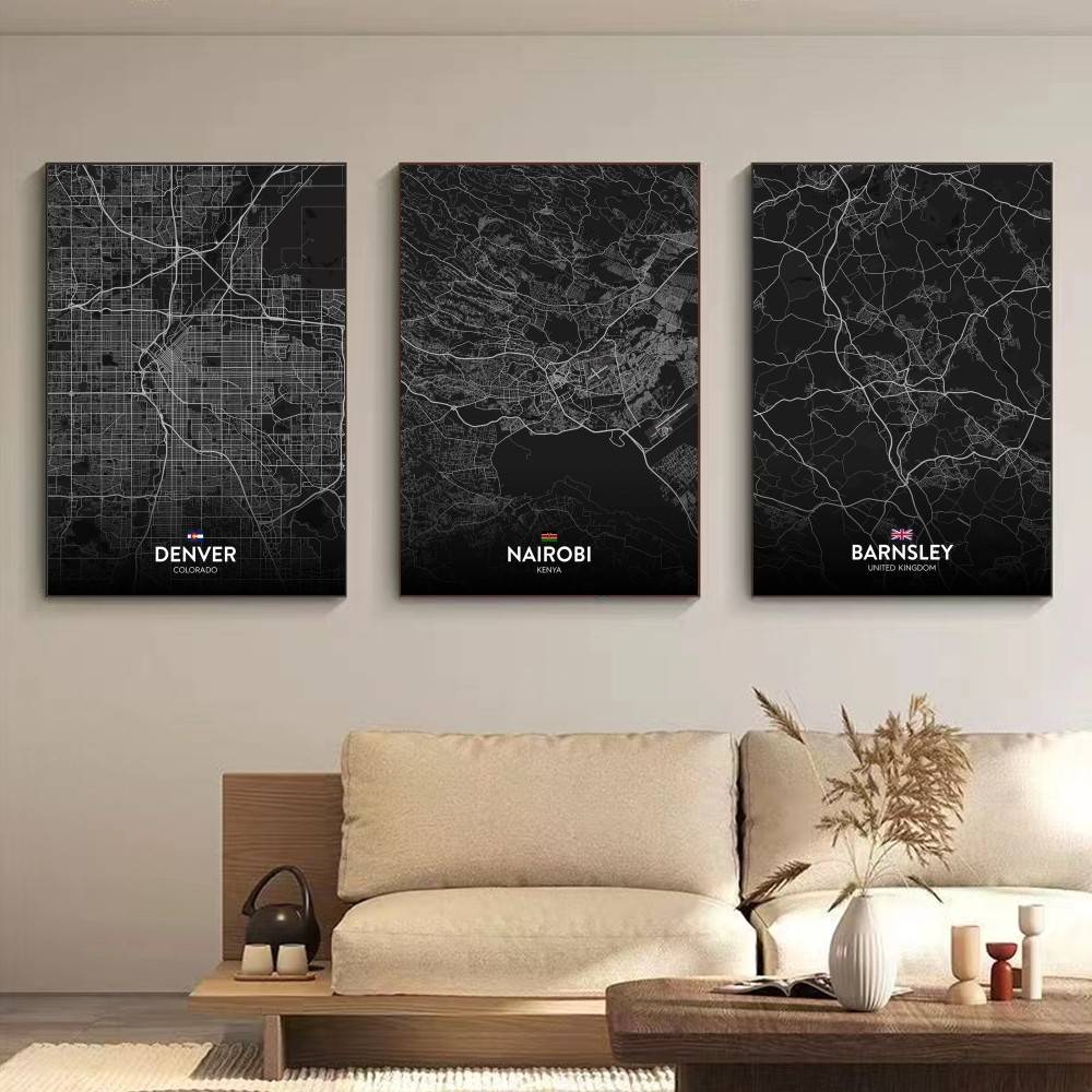 Paris London New York CUSTOM P - Custom Map Poster ulasan dan harga