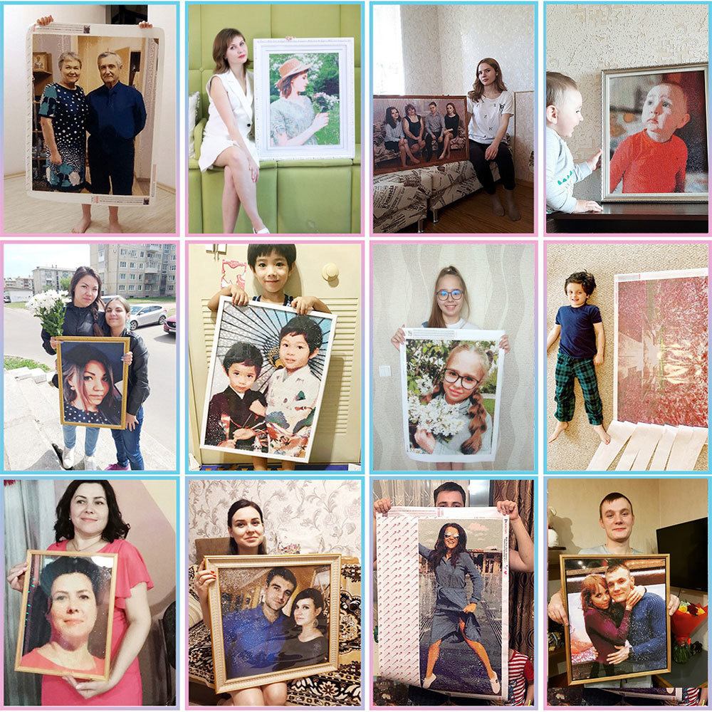 HUACAN Diamond Mosaic Custom P - Photo Mosaic Print ulasan dan harga