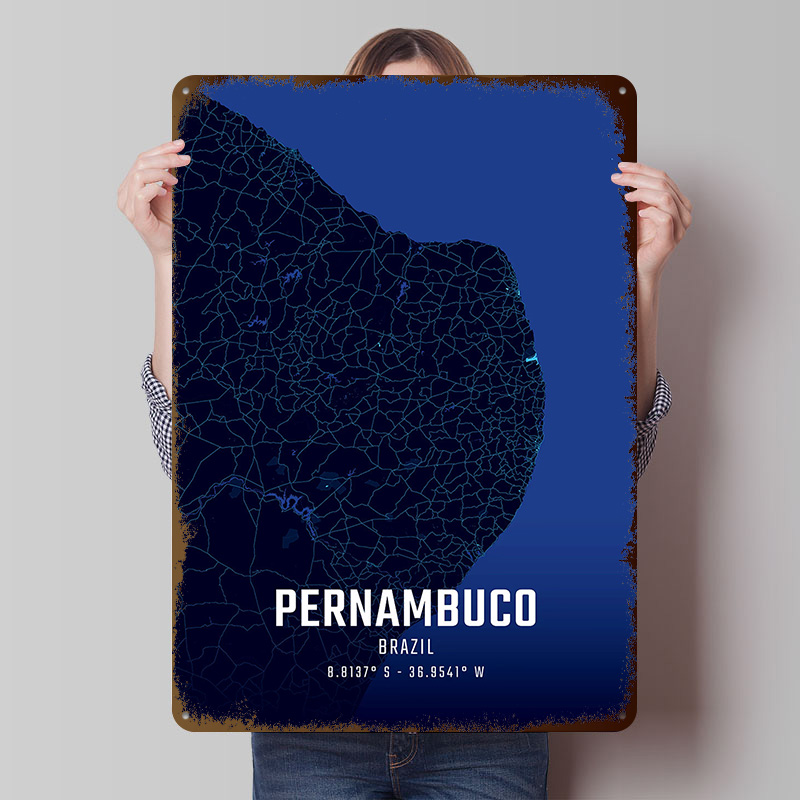 Poster Logam Peta Kota Pernamb - Custom Map Poster ulasan dan harga