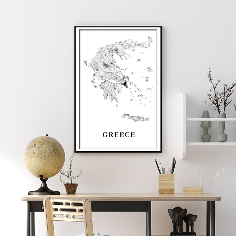 Yunani Peta jalan Poster Hitam - Custom Star Map ulasan dan harga