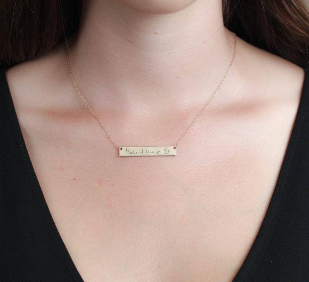 Kustom Pribadi Sebenarnya Tuli - Handwriting Necklace Bar ulasan dan harga