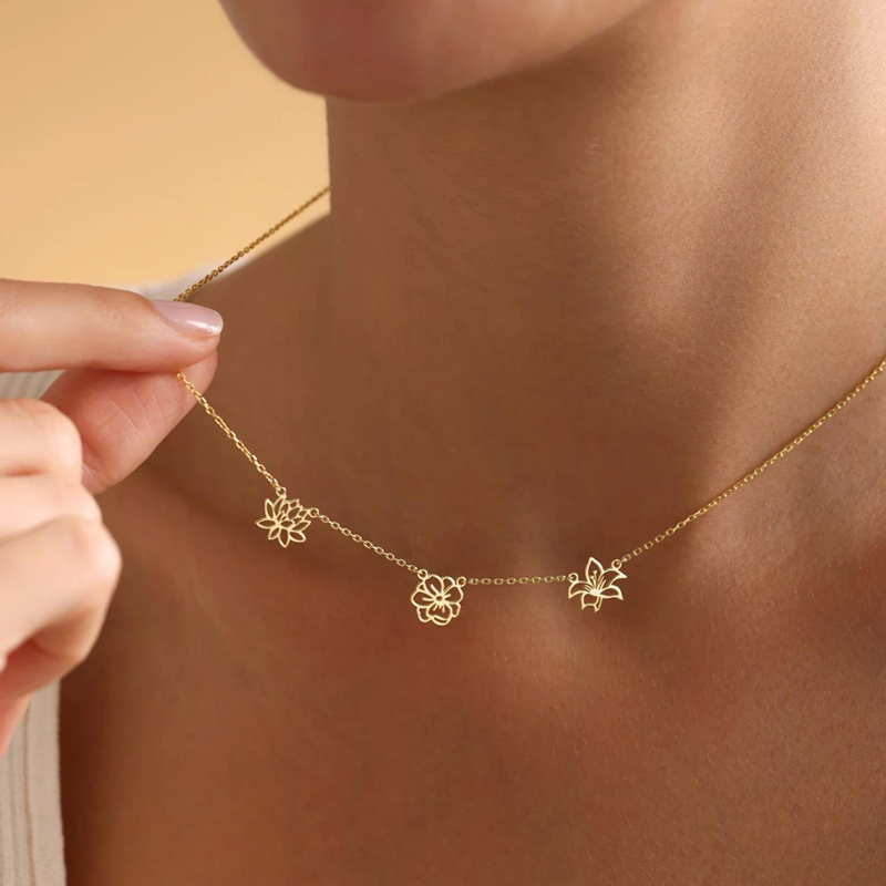 Kalung Bunga Kelahiran Kustom  - Birth Flower Necklace ulasan dan harga