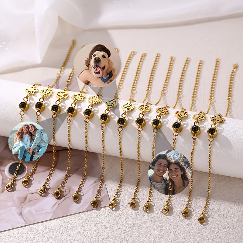 Gelang Foto Custom Rantai Baja - Birth Flower Necklace ulasan dan harga