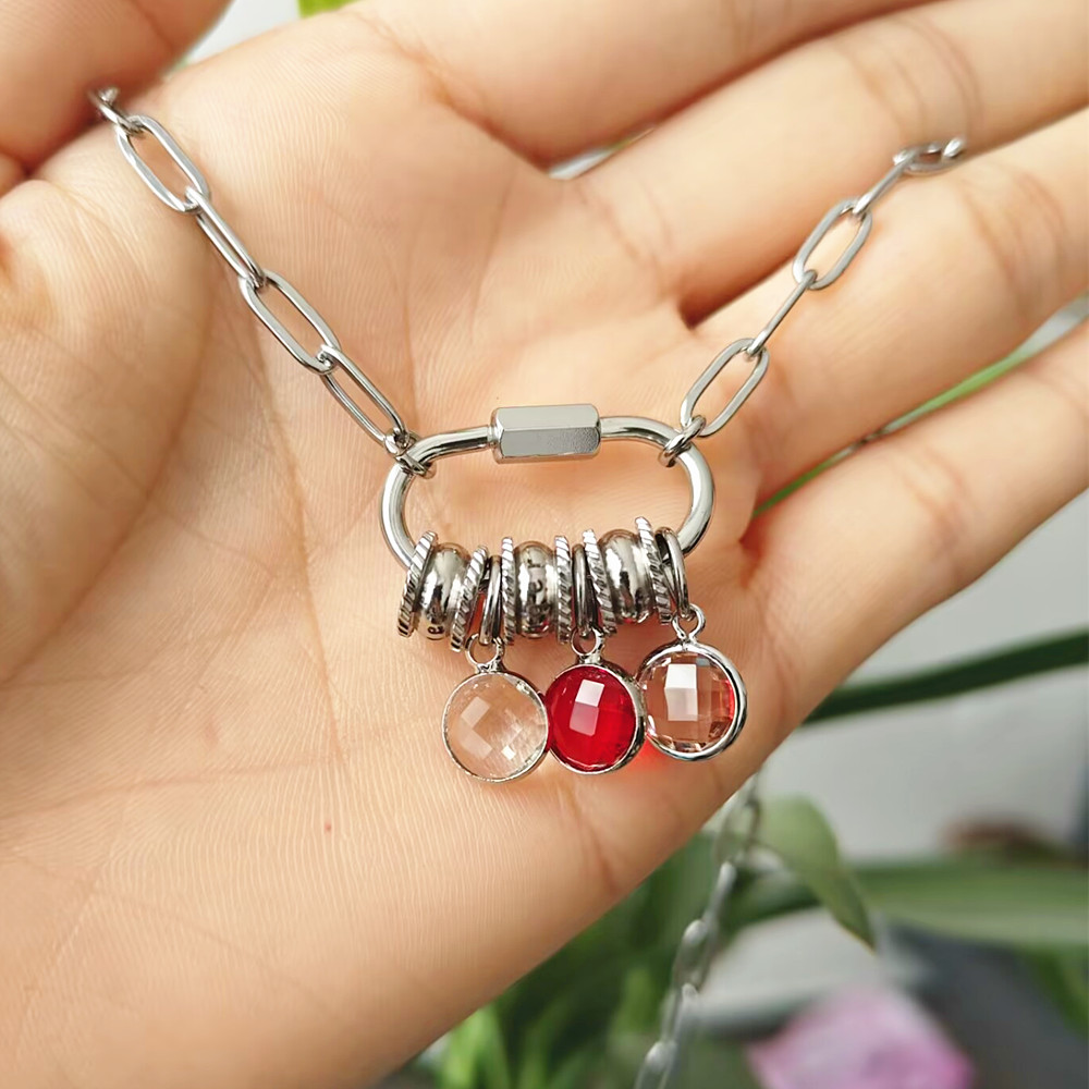 Kalung bandul nama Carabiner k - Birth Flower Necklace ulasan dan harga